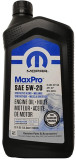 chrysler-68518202aa Олива моторна Chrysler/Mopar MaxPro 5W-20, 0,946 л (Mopar 68218890AB, 68218890AC