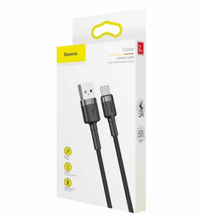 baseus-catklfbg1 Кабель Baseus Cafule Cable USB For Type-C 3A 1m Gray+Black
