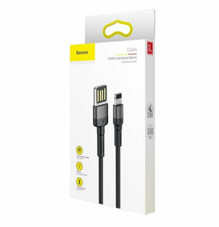 baseus-calklfgg1 Кабель Baseus Cafule Cable（special edition）USB For iP 2.4A 1M Grey+Black