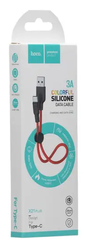Кабель HOCO X21 Plus USB to Type-C 3A, 0.25m, silicone, silicone connectors, Black+Red
