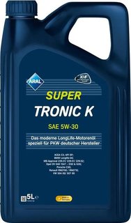 aral-5w305lsupertronick Моторне мастило SuperTronic K Longlife III 5W30 5L, C3, LL-04, МВ 229.51, С30, VW 507 00 / 504 00 / 503 01