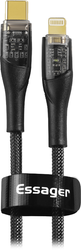 Кабель Essager Interstellar Transparent Design USB Charging Cable Type C to Lightning 1m black (EXCTL-XJ01-P)