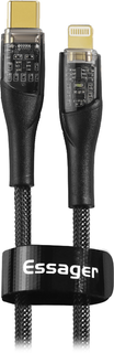 essager-exctlxj01p Кабель Essager Interstellar Transparent Design USB Charging Cable Type C to Lightning 1m black (EXCTL-XJ01-P)
