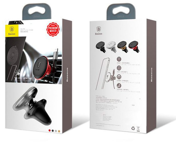 baseus-sugx020001 Тримач для мобiльного Baseus Magnetic Air Vent Car Mount Holder with cable clip Black