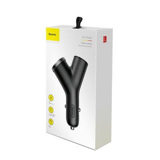 baseus-ccallyx01 АЗП Baseus Y type dual USB+cigarette lighter extended car charger 3.1 A Black