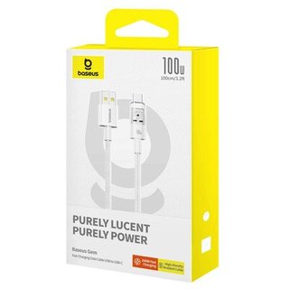 baseus-p1037300221100 Кабель Baseus Gem Fast-Charging Data Cable USB to USB-C 100W 1m Moon White