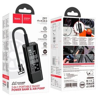 hoco-6942007614511 Автомобільний насос HOCO ZP7 Maddy portable smart air pump(5000mAh) Black